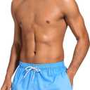 SILKWORLD Mens Swimming Trunks with Boxer Brief Liner Quick Dry Stretch Bathing Suit Swim Shorts with Zipper Pockets,Blue Gradient,XX-Large