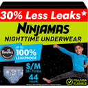 Ninjamas Boys Bedwetting Nighttime Underwear, Size S/M (38-70 lbs), 44 Count, Overnight Protection, Ultra Absorbent, Hypoallergenic