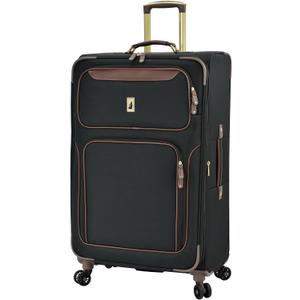 London Fog Nottingham 29 Inch Expandable Spinner Softside Suitcase, Black Chestnut, 19x12x29 inches