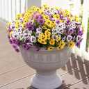 Homcomoda Artificial Fake Pansy Flowers for Outdoors Decoration, 18 Pcs Faux Silk UV Resistant Spring Flowers for Front Door Garden Porch Planter Patio Balcony Yard Indoor Home Decor