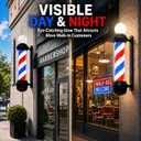 Barber Pole Light, 35 Inch Wall Mount Rotating LED Barber Pole Sign, Red White Blue Outdoor Weatherproof Barbershop Pole Light for Barber Shop, Salon, Storefront