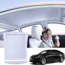 Electric Sunshade Roof for Tesla Model Y, Retractable Sunshade Roof Heat Insulation Glass Roof for Tesla Model Y 2019~2024, 5 Layer 99.9% UV Protection, Interior Gray Hidden Wires