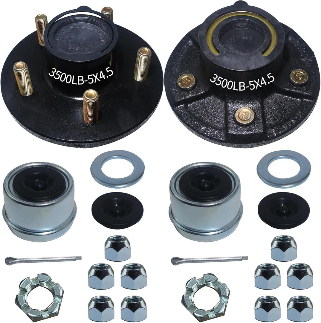 Trailer Hubs 5 Lug 4.5 5x4.5 for 3500Lb 1-1/16'' to 1-3/8'' #84 Tapered Trailer Axle 2 Sets