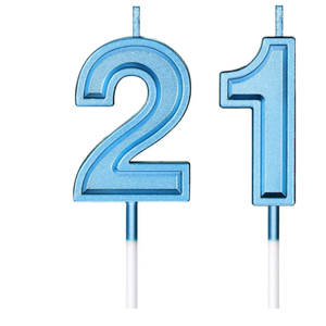 21st Birthday Candles Cake Numeral Happy Birthday Cake Candles Topper Decoration for Wedding Anniversary Celebration Favor(Blue)