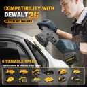 VERVEWAVE Cordless Buffer Polisher Kit for Dewalt 20V Battery (No Battery), 6-Inch Orbital Car Polisher Variable Speed 1800—5500 RPM, 17PCS Polishing Accessories, for Car Polishing/Waxing (Tool Only)