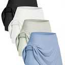 Real Essentials 4 Pack: Women's Ribbed Active Skort Pockets Skirt Running Tennis Golf Workout Sports, Large