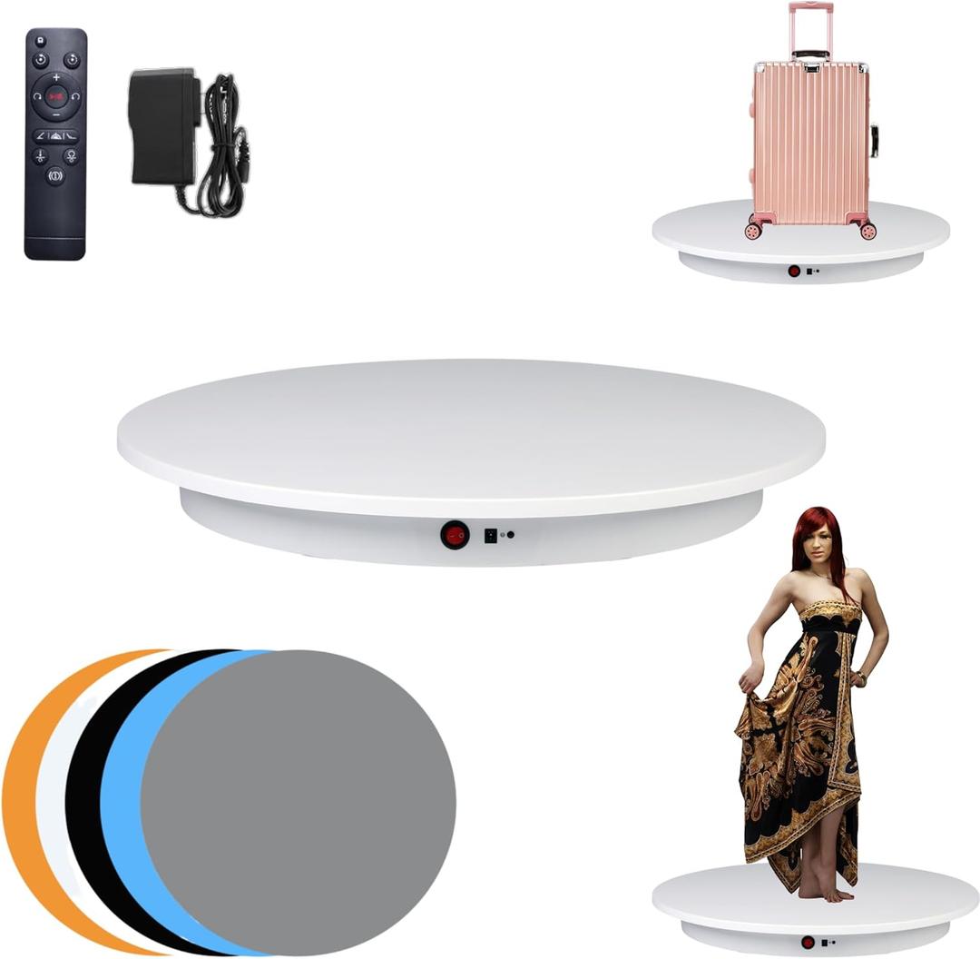 JAYEGT Motorized Rotating Display Stand,350Lbs Load360 Degree Electric Rotating Potography Turntable for Products DisplayLive Show Remote Control +5 Colors Backgrounds (White / 16.5inch /Wired) JAYEGT Motorized Rotating Display Stand,350Lbs Load360 Degree Electric Rotating Potography Turntable for Products DisplayLive Show Remote Control +5 Colors Backgrounds (White / 16.5inch /Wired)