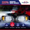 12V Deluxe Club Car DS LED Light Kit, for 1993-UP DS Gas&Electric, Golf Cart Headlight Taillight Kit with Wire Harness Turn Signal Kit Horn Brake Pad, Golf Cart Street Legal Light Kit