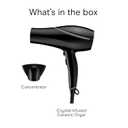 Conair Hair Dryer Style & Shine Natural Crystal Collection, 1875W Hairdryer, 3 Heat Settings, 2 Speeds, Blow Dryer with Concentrator Attachment, Ionic & Hematite-Infused Ceramic Technology, Black