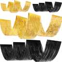 Breling 4 Pcs 15ft Metallic Foil Ceiling Fringe Curtains for Bachelorette Party Decorations, Fringe Ceiling Drapes for Wedding Engagement Bridal Shower Birthday Party Engagement Decor(Gold and Black)