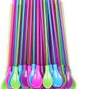 Set of 40 hard plastic Spoon Straws 9 Inch detachable straws kitchen utensil stirring spoon coffee spoon (4 Color)