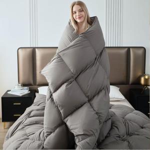 Luxury Down and Down Fiber Comforter, Medium Warmth All Season Duvet Insert, Ultra-Soft 750 Fill - Power Hotel Collection Comforter, Fluffy and Cozy - King 106 X 90