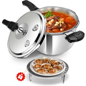8QT Stainless Steel Pressure Cooker, Heavy Duty Food Grade 304 Pressure Canner with Safety Valve & Heat-Resistant Handle, Compatible with All Stovetops for Home Cooking & Canning