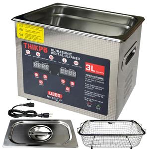 THIKPO Professional 3L Ultrasonic Cleaner 120W 40kHz with Digital Timer & Heater 110V 304 SUS Tank Stainless Steel Basket for Jewelry, Watches, Glasses, Lab, Medical, Industrial Parts