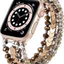 MOFREE Beaded Bracelet Compatible with Apple Watch Band 38mm/40mm/41mm/42mm, Fashion Elastic Stretch Women Bands for iWatch Series 11/10/9/8/7/SE/6/5/4/3/2/1 iPhone Watch Strap Bands Coffee