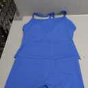 SUUKSESS Women 2 Piece Workout Sets High Waisted Tummy Control Biker Shorts Halter Padded Tank Tops Medium