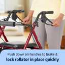 Medline Rolling Walker, 6 in Wheels, 250 lb Weight Capacity, Burgundy