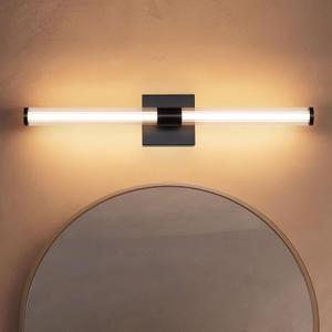 Tubicen Modern Vanity Light Black Linear Bathroom Light Fixture 25in Slim Horizontal Vertical LED Wall Light 360 Full Lighting Bath Bar 12W LED Dimmable Bathroom Lighting Over Mirror 3000K