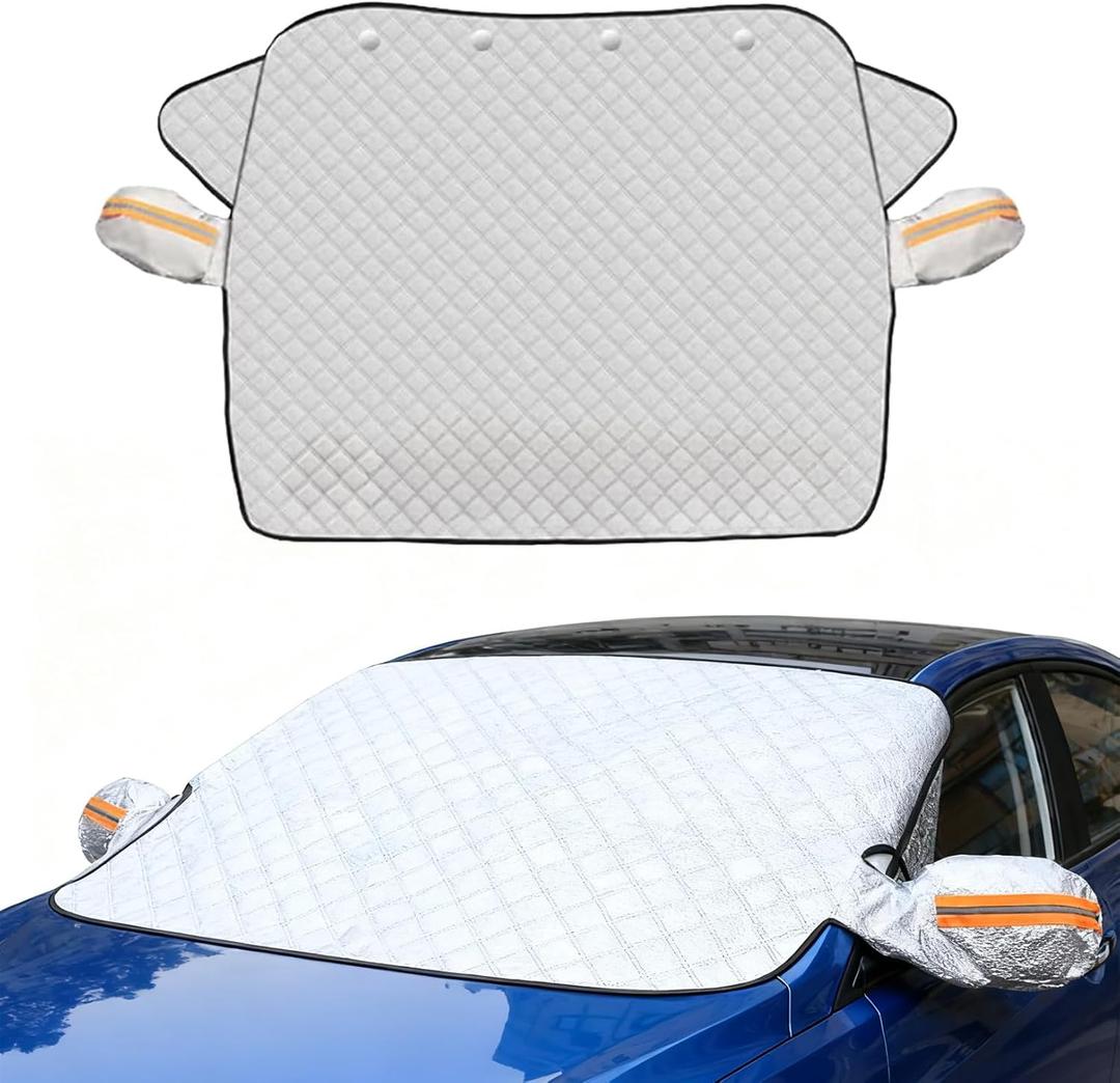 Windshield Cover for Winter Ice/Snow/Frost, Heavy Duty Thick Protective Windscreen Cover, Snow Ice Frost Dust Water Resistent, Heat Car Windshield Snow Cover (63"x46")