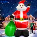 14 Ft by 8.5 Ft Giant Christmas Inflatable Santa Claus with Gift Bag Outdoor Decorations, Lighted Outside Standing Blow Up Santa Yard Decor for Lawn Garden Parties Holiday Xmas Decorations