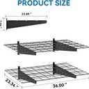 2-Pack 2x3ft Garage Wall Shelving, 24"x36" Shelf Storage Rack Floating Shelves Wall Mounted, Heavy Duty Storage Shelves, 800lbs Load Capacity, with 8 Hooks for Garage Organization, Black