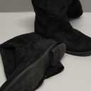 Shoe'N Tale Women's Knee High Boots Flat Low Heel Stretchy Round Toe with Side Zipper (9, Black)