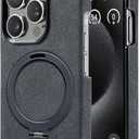 AKANTRA Alcantara Case for Apple iPhone 15 Pro Max, Handmade Half-Wrapped Synthetic Suede Cover, Magnetic Holder Ring Compatible with Magsafe Wireless Charging (iPhone15 Pro Max, Black)