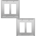 BESTTEN 2-Gang Combination 1-Toggle/1-Decor Wall Plate, Mid-Size, Metal Double Outlet Covers and Switch Plates, 2 Pack, Polished Brass, Zinc Alloy