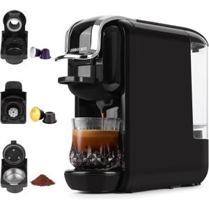 Espresso Maker for Nespresso Capsule, Lavazza Blue Capsule & Coffee Powder, 19 Bar Pump Pressure Makes Authentic Espresso Coffee, Mini Espresso Coffee Machines with Removable Water Tank