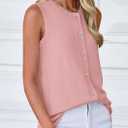 PRETTYGARDEN Sweater Vest Tops for Women 2026 Lightweight Summer Cardigan Sleeveless Button Up Knit Casual Spring Clothes (Pink, XL)