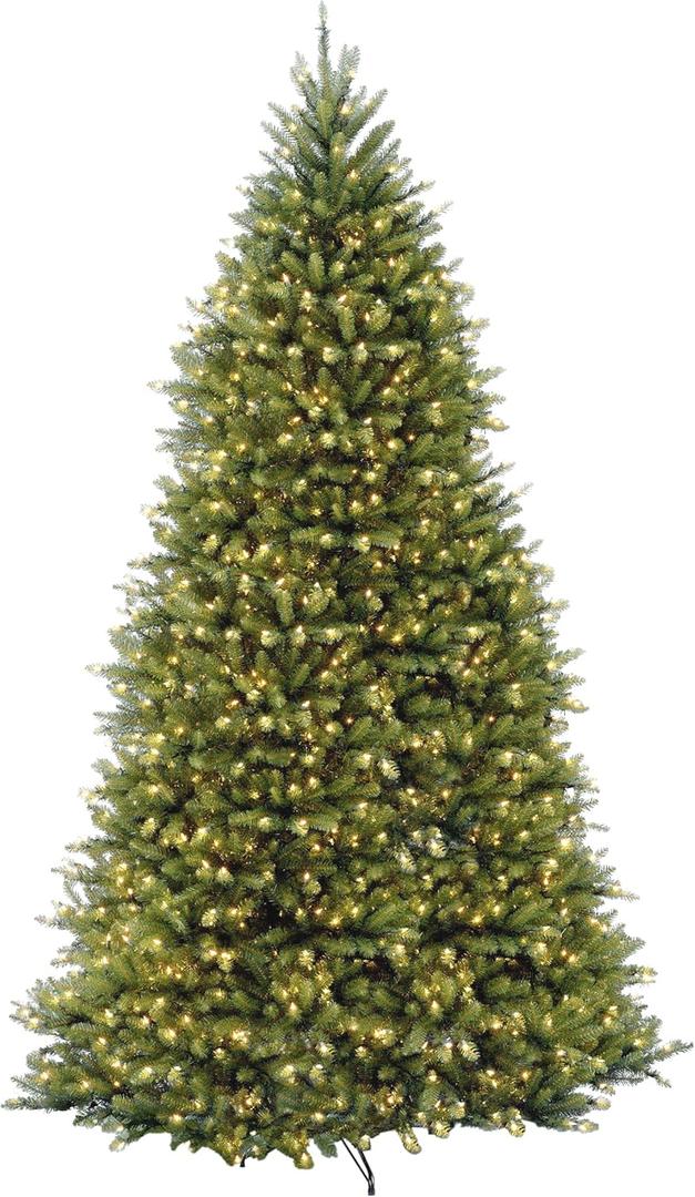 National Tree Company 12 ft Pre-Lit Dunhill Fir Artificial Christmas Tree, 1,500 Clear Lights, 7,794 Tips, Includes Stand, Green