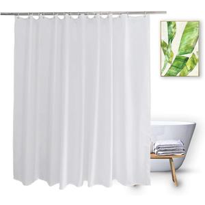 Extra Wide Shower Liner 96x72, Water Repellent Heavy Duty White Fabric Shower Curtain Liner for Bathroom Hotel Spa, Machine Washable