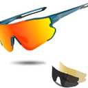 OULAIQI Polarized Cycling Bike Sunglasses Bicycle Glasses with 3 Interchangeable Lenses for Man Women Driving Running