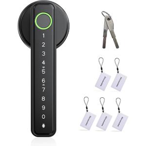 Smart Fingerprint Door Lock with Handle & Keypad, Keyless Fingerprint Entry, Touchscreen Code for Front Door, Bedroom, Home, Apartment, Hotel (Black) | Ekwansetion