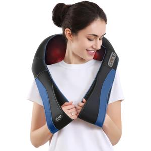 Careboda Back Neck Shoulder Massager with Heat, Shiatsu Electric Deep Tissue 3D Kneading Massagers for Relief on Waist, Leg, Calf, Foot Full Body Muscles, Gift for Men Women Mom Dad (Blue)