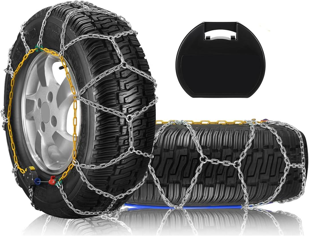 SCITOO HKN140 Snow Chains Quick Easy Installation,Tire Traction Chain For Car Pickup Trucks SUV,Adjustable Universal Emergency Thickening Tire Chains Width 235 245 255 275(16"17"18"19"20")- Set of 2