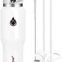 SENDESTAR Water Bottle,Wide Mouth Stainless Steel Vacuum Insulated Double Wall Keep Liquids Cold or Hot All Day,Sweat Proof Sport Design,Fit Car Cup Holder,White,40 Ounces