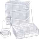 Blulu 52 Pcs Bead Organizer Box, Plastic Storage Cases Mini Clear Bead Storage Containers Classroom DIY Craft Transparent Boxes with Hinged Lid for Diamond Painting Accessories Jewelry