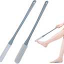 OWIIZI Toe Cleaning Brush 15.7" Foot Scrubber in Shower with Long Handle Silicone Gap Brush Between Toes Cleaner Soft Feet Care Scrub for Seniors,Elderly, Men and Women- 2 Pack (Grey)