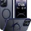CellEver Strong Magnetic for iPhone 15 Case with Ring Stand [Military Grade Drop Tested] [Compatible with MagSafe] Slim Translucent Matte Phone Case (6.1") - Navy Blue 