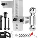 YIZBAP Adjustable Trailer Hitch, Towing Ball Mount, Fits 2.5-Inch Receiver, 8-Inch Drop/Rise Aluminum Drop Hitch, 18500LBS, 2-Inch and 2-5/16-Inch Balls Equipped with 2 latches with Locks