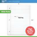 Wide Ruled Loose Leaf Paper Wide Ruled Notebook Paper Lined Writing Filler Paper 10.5 x 8 56 gsm 1800 Sheets 150 Sheet Per Pack (12 Pack)