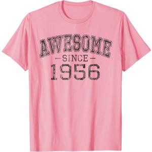 Awesome since 1956 Vintage Style Born in 1956 Birthday Gift T-Shirt (Pink, S)