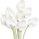 Ling's Moment White Anthurium Flowers, 7pcs Artificial Silk Filler Plants, Faux Greenery Stems for DIY Wedding Bouquets Centerpieces Arrangements Bridal Shower Party Home Decorations