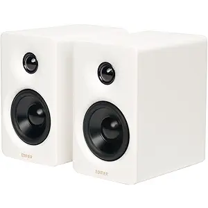 Edifier M60 Multimedia Speaker Bluetooth 5.3, 66W RMS, Hi-Res Audio & Hi-Res Wireless Audio, LDAC,3" Mid Bass & 1" Tweeter, USB-C & Aux Inputs, Compact Desktop Speaker - White
