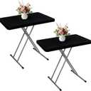 Wolkemer 2 Pack Black Fitted Tablecloth 20x30 Inch Rectangle Elastic Edges Table Cloth, Spandex Stretch Table Cover with Machine Washable Fabric for Wedding Party Picnic Dining Indoor Outdoor
