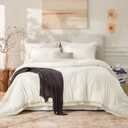 Andency California King Comforter Set Ivory - 3 Pieces Cal King Boho Ivory Lightweight Bedding Comforter Sets, Oversized All Season Soft Bed Set (104x96In Comforter & 2 Pillowcases)