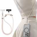 TORRAS Phone Lanyard Crossbody with 2 Phone Tabs, Adjustable Anti Theft Strap for All Cellphone, Premium Metal Buckles, SkinFriendly, Universal Cellphone Neck lanyard for Travel Essentials, Beige