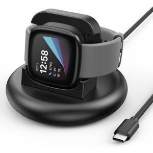 Charger Dock for Fitbit Versa 4/Versa 3/Sense 2/Sense, Anti-Slip Charging Stand Dock with 4.4Ft USB C Cable Cord for Sense 2/Sense/Versa 4/Versa 3 Smartwatch
