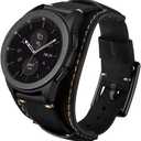 Compatible with Samsung Galaxy Watch 6 Classic 43mm 47mm/ Galaxy Watch 4 40mm 44mm/Watch 4 Classic 42mm 46mm/Galaxy Watch 3 41mm/Active 2 40mm 44mm Bands 20mm Genuine Leather Cuff Strap(Black)